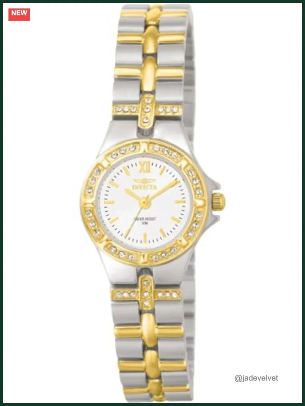 Swiss Quartz Crystal Accented Stainless Steel Women's Watch
